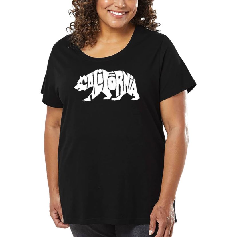 Womens Plus Size Word Art T-shirt - California Bear