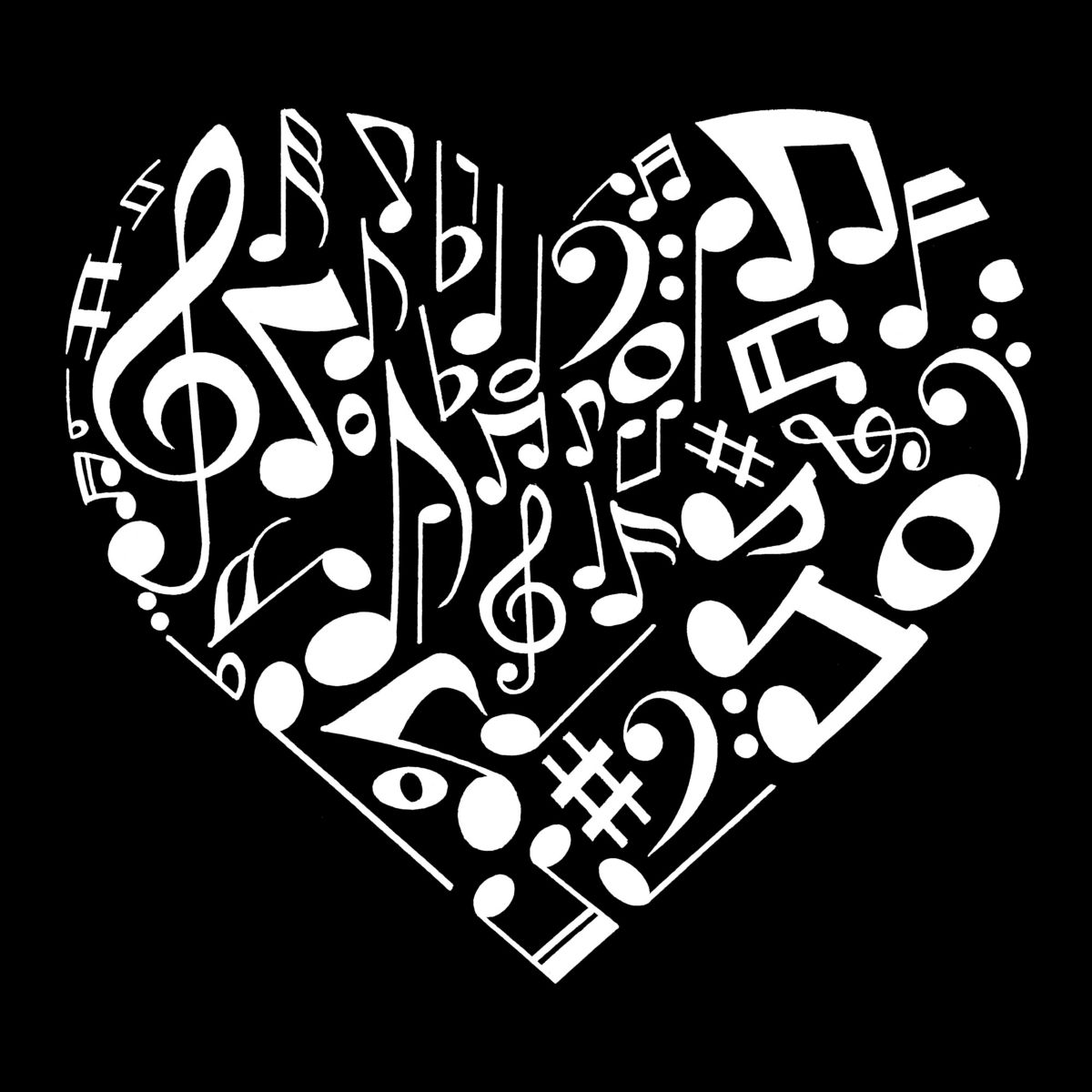 Womens Plus Size Word Art V-Neck - Heart Notes