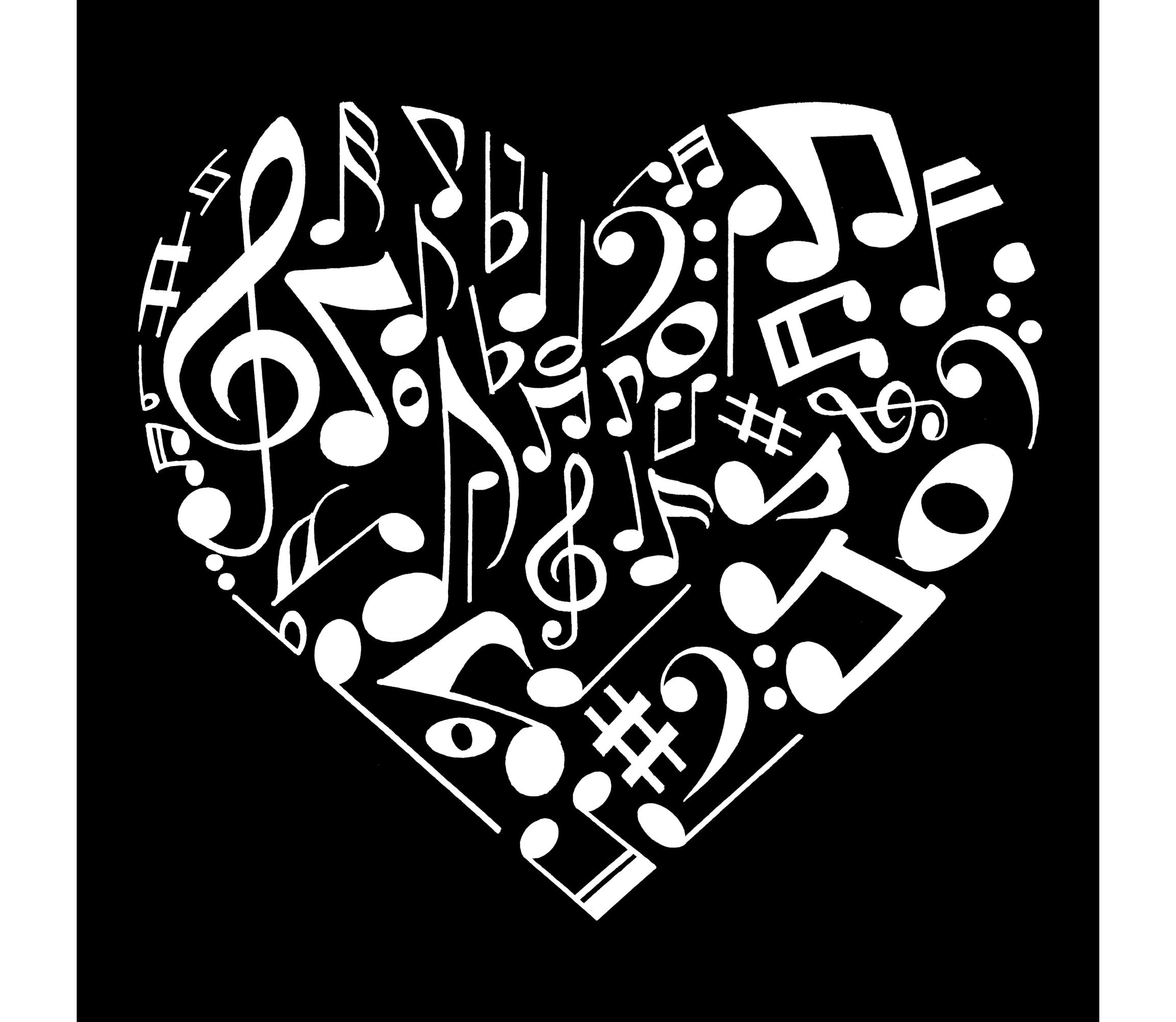 Womens Plus Size Word Art V-Neck - Heart Notes