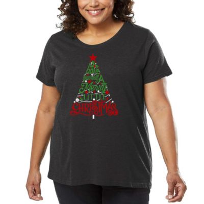 LA Pop Art Have Yourself a Merry Little Christmas - Women's Plus Size Word Art T-Shirt, Grey, 4X