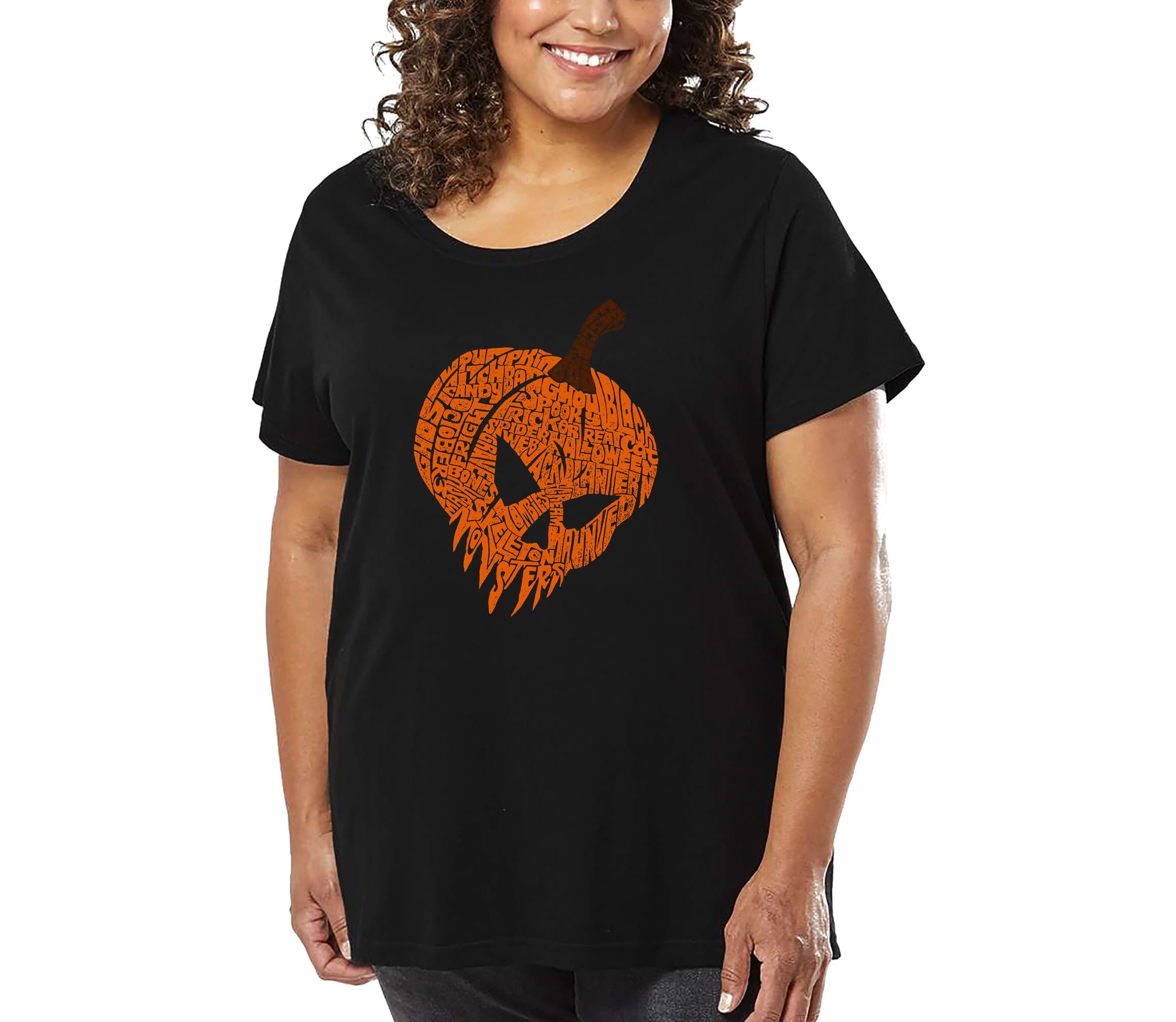 Evil Pumpkin - Womens Plus Size Word Art T-Shirt