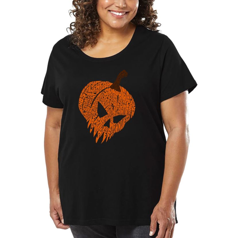 Evil Pumpkin - Womens Plus Size Word Art T-Shirt
