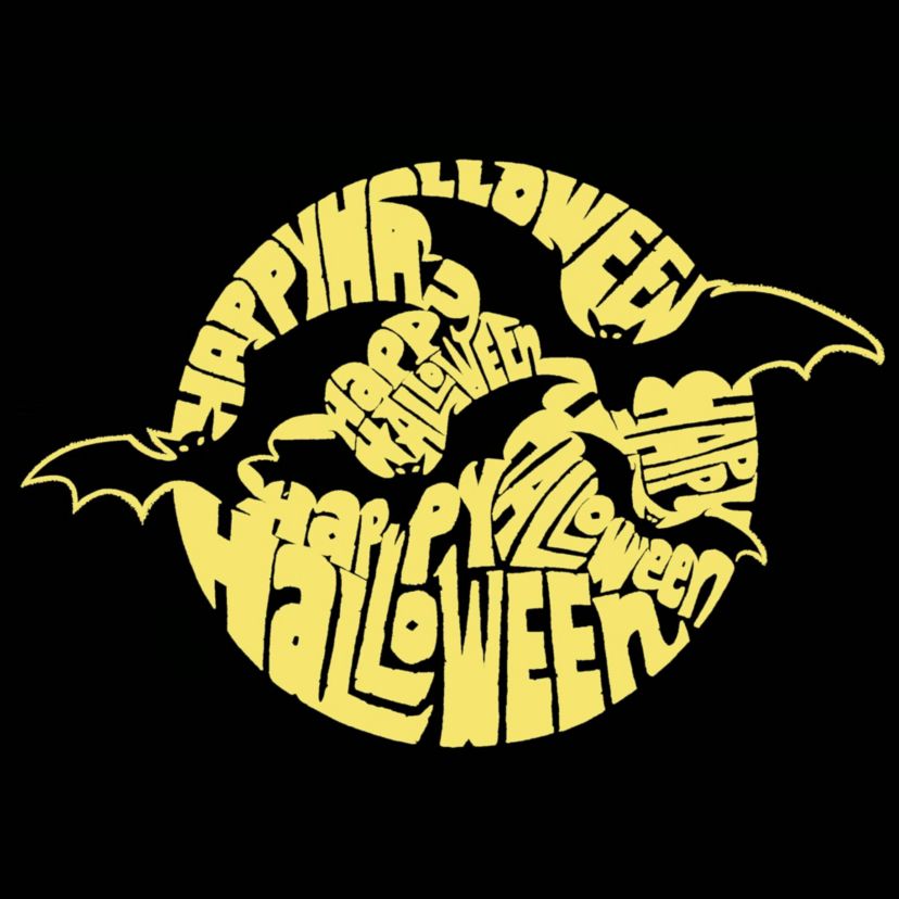 Womens Plus Size Word Art T-shirt - Halloween Bats