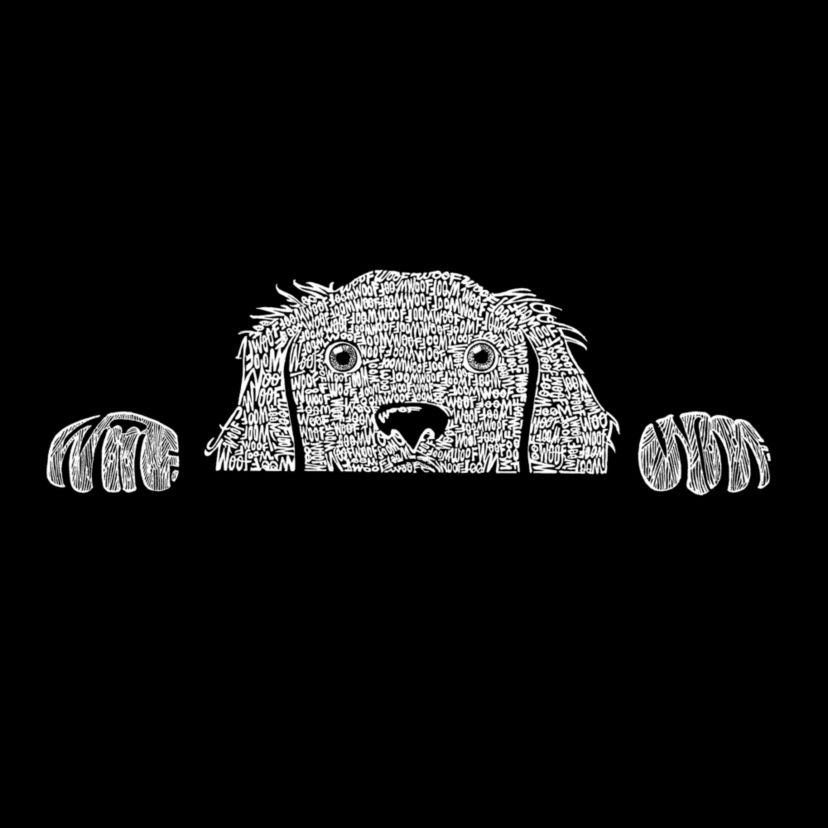 Womens Plus Size Word Art V-Neck - Peeking Dog