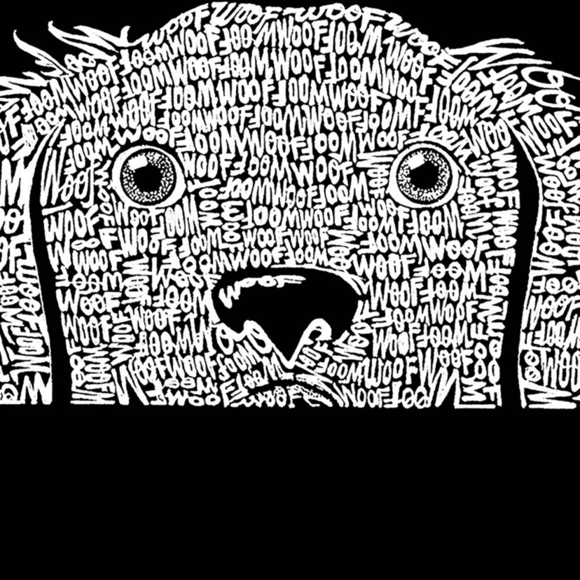 Womens Plus Size Word Art V-Neck - Peeking Dog