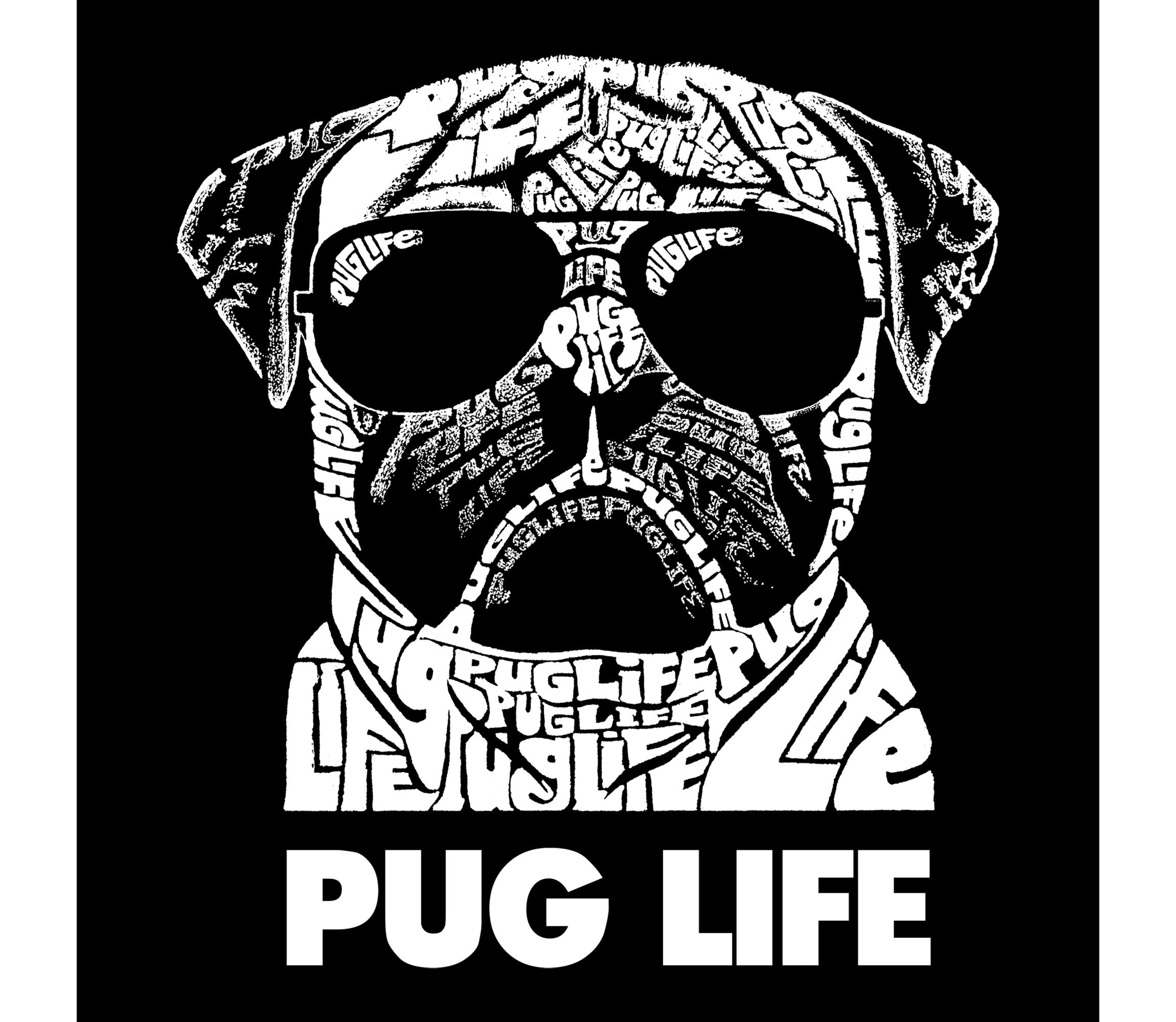 Womens Plus Size Word Art V-Neck - Pug Life