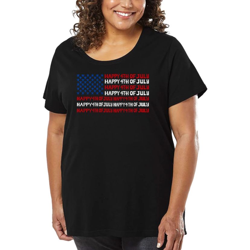 Happy 4th of July - Womens Plus Size Word Art T-Shirt