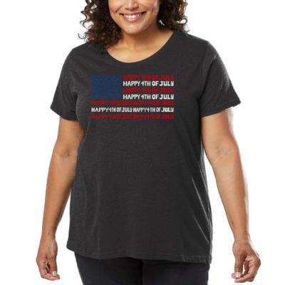 LA Pop Art Happy 4th of July - Women's Plus Size Word Art T-Shirt, Grey, 4X