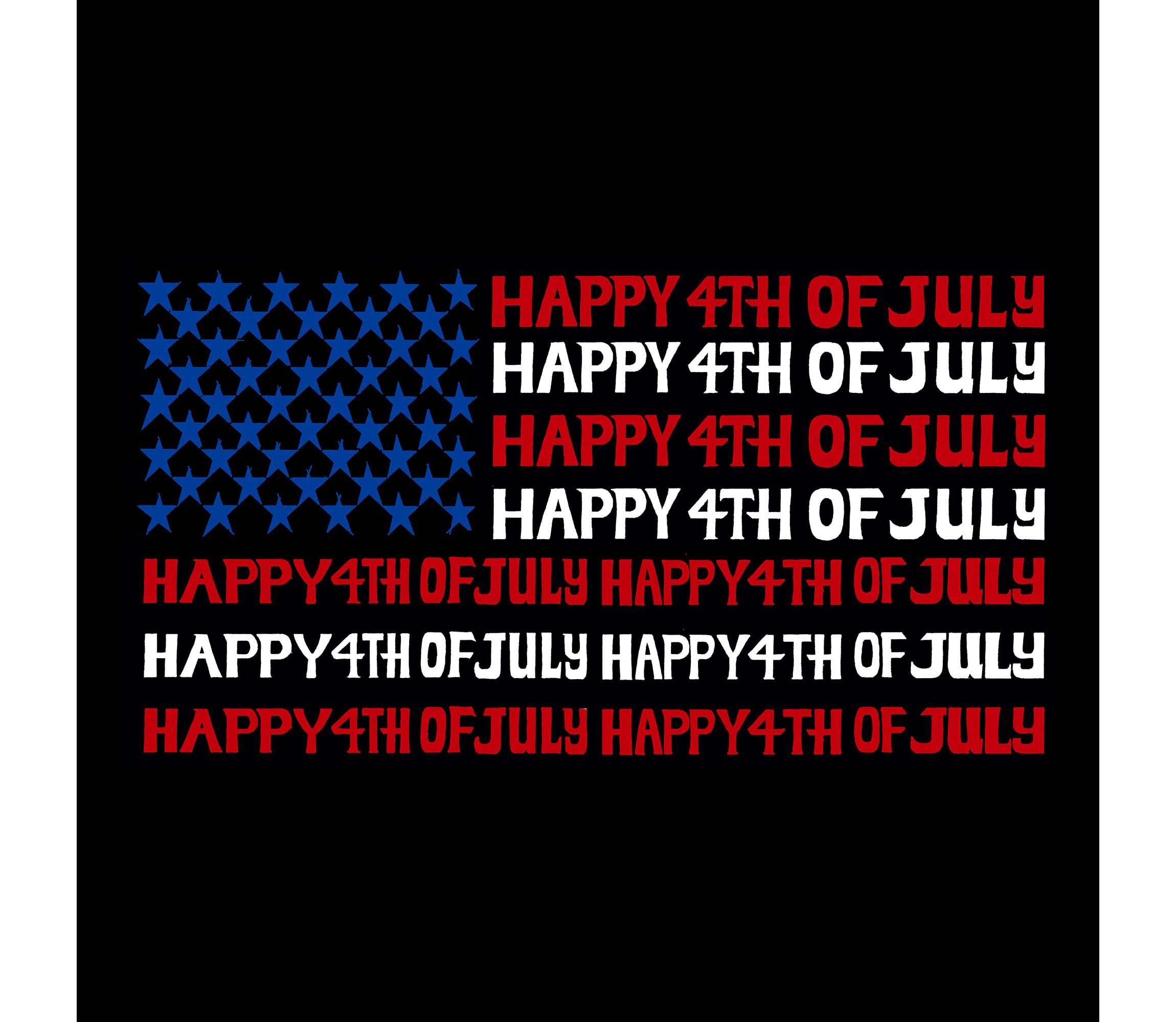 Happy 4th of July - Womens Plus Size Word Art T-Shirt