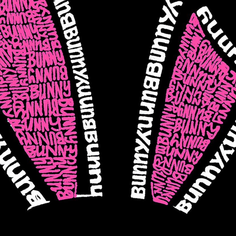 Womens Plus Size Word Art V-Neck - Bunny Ears