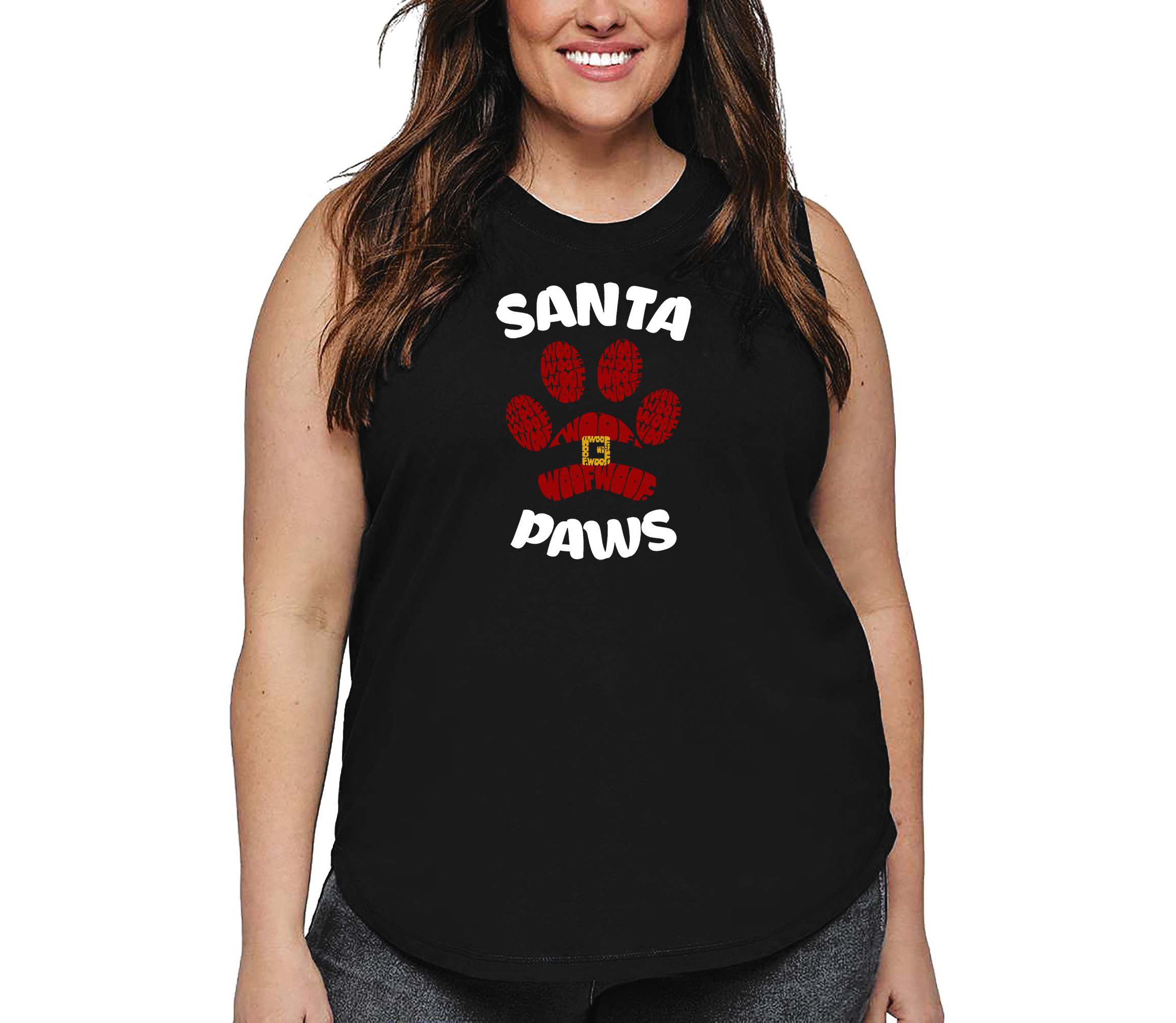 Santa Paws - Womens Plus Size Word Art Tank Top