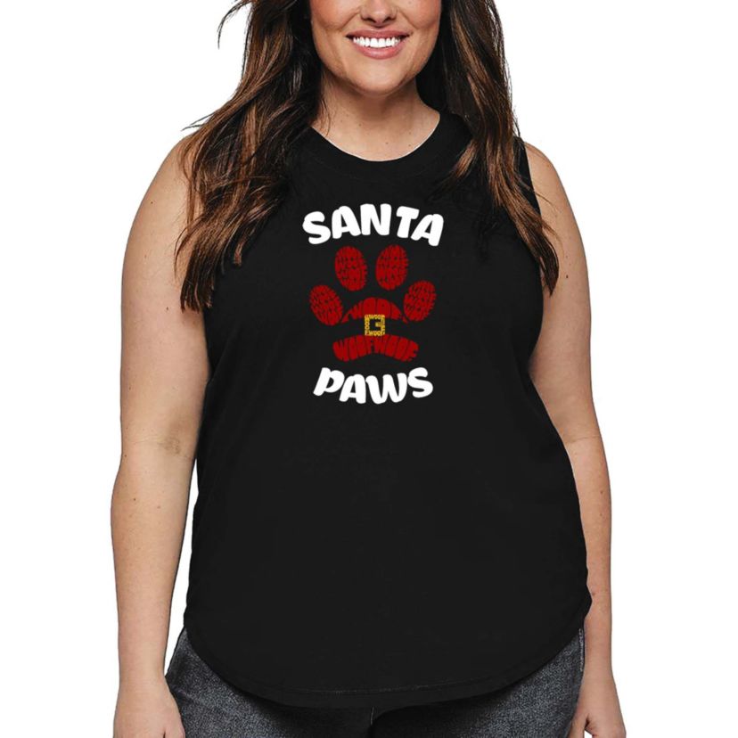 Santa Paws - Womens Plus Size Word Art Tank Top