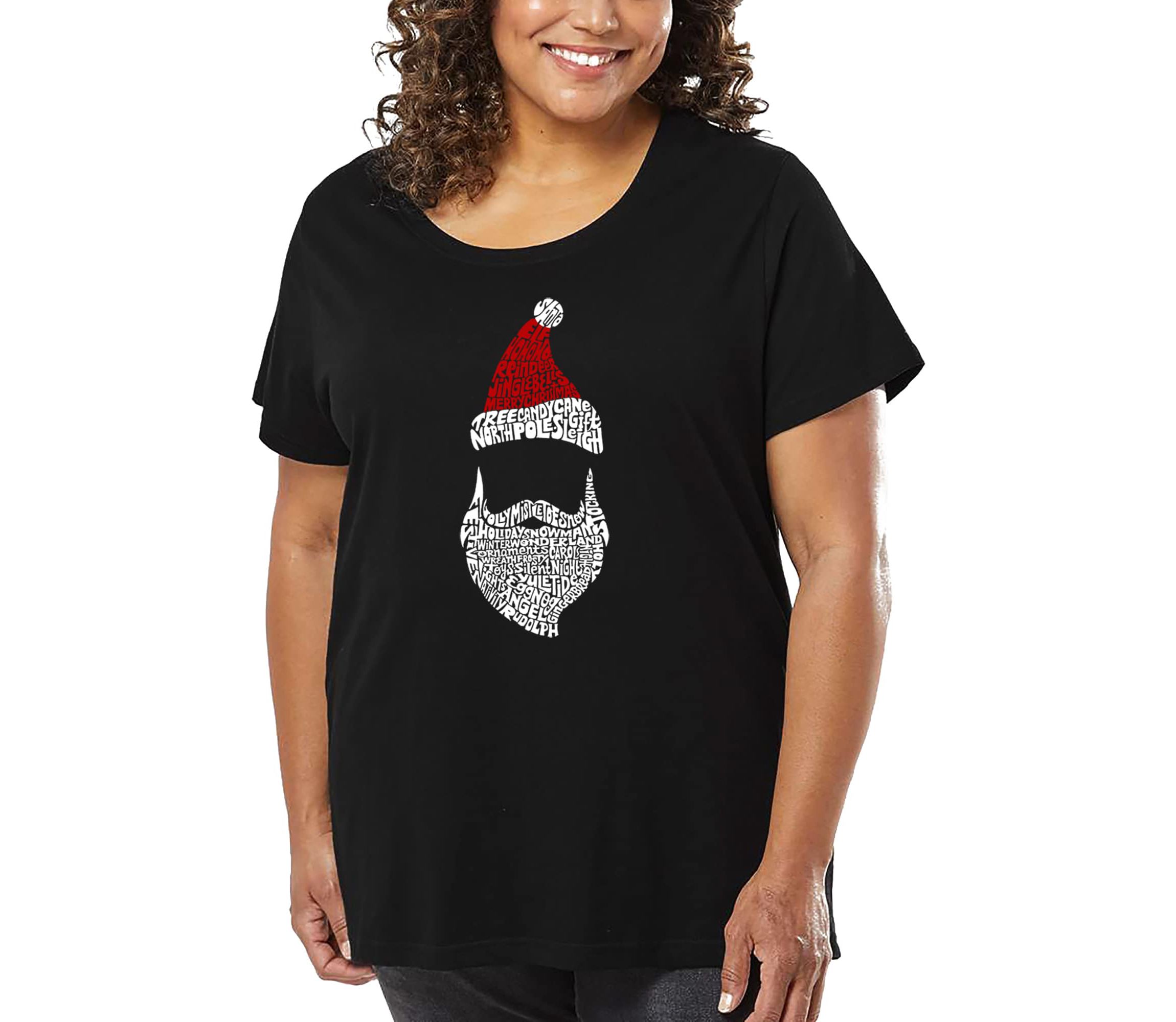 Womens Plus Size Word Art T-shirt - Santa Claus