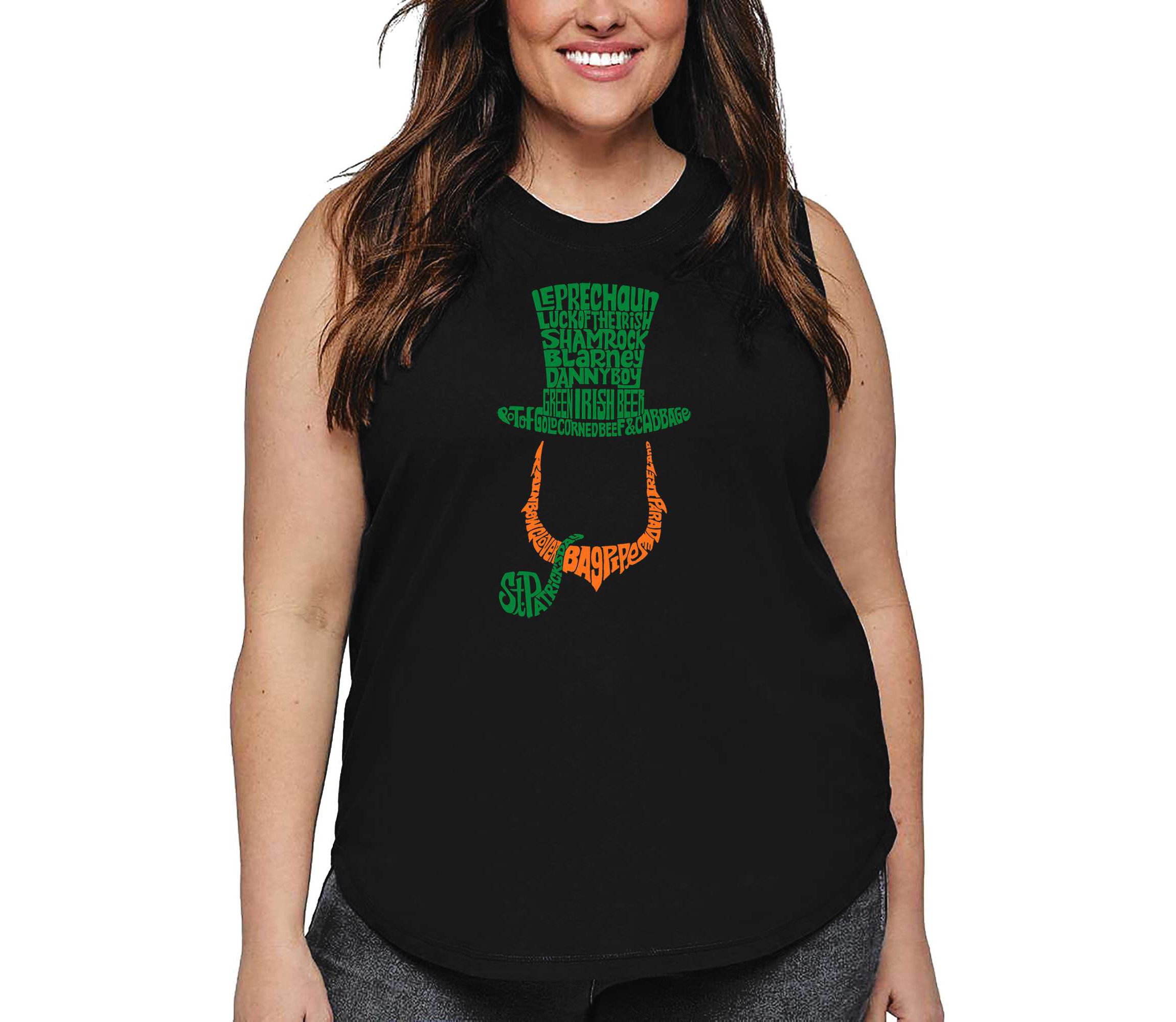 Womens Plus Size Word Art Tank Top - Leprechaun