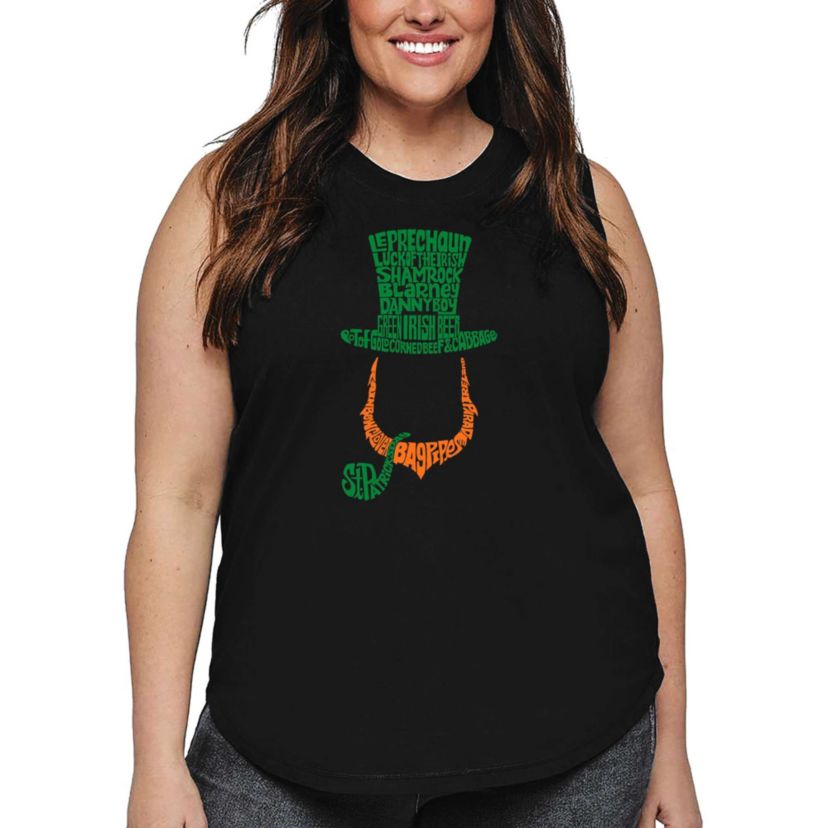 Womens Plus Size Word Art Tank Top - Leprechaun