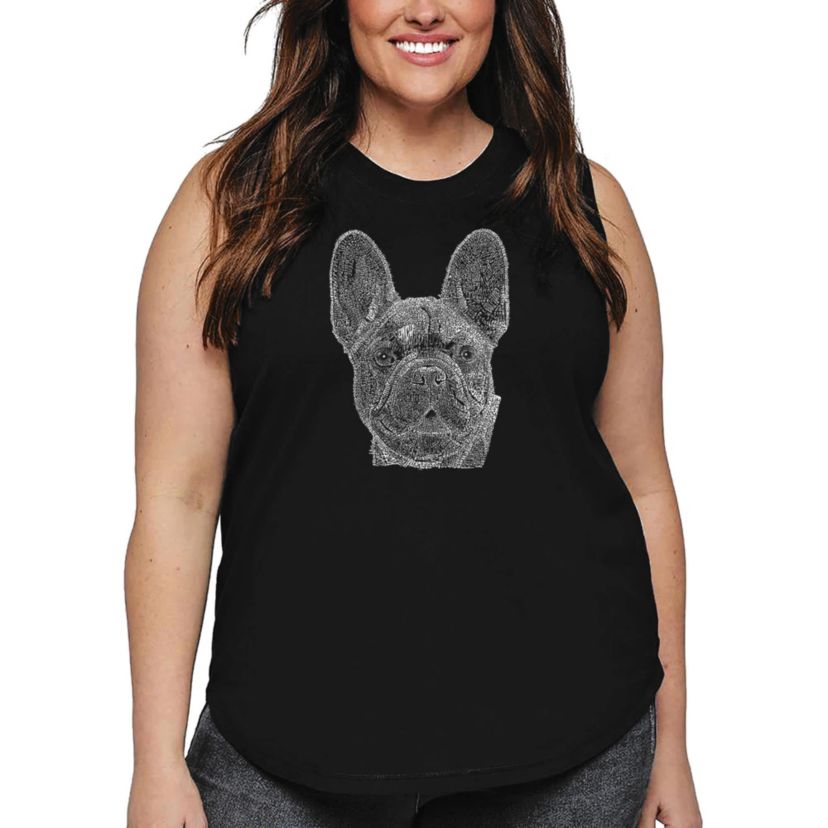 Womens Plus Size Word Art Tank Top - French Bulldog