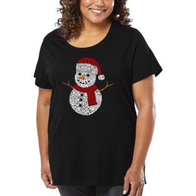 LA Pop Art Christmas Snowman - Women's Plus Size Word Art T-Shirt