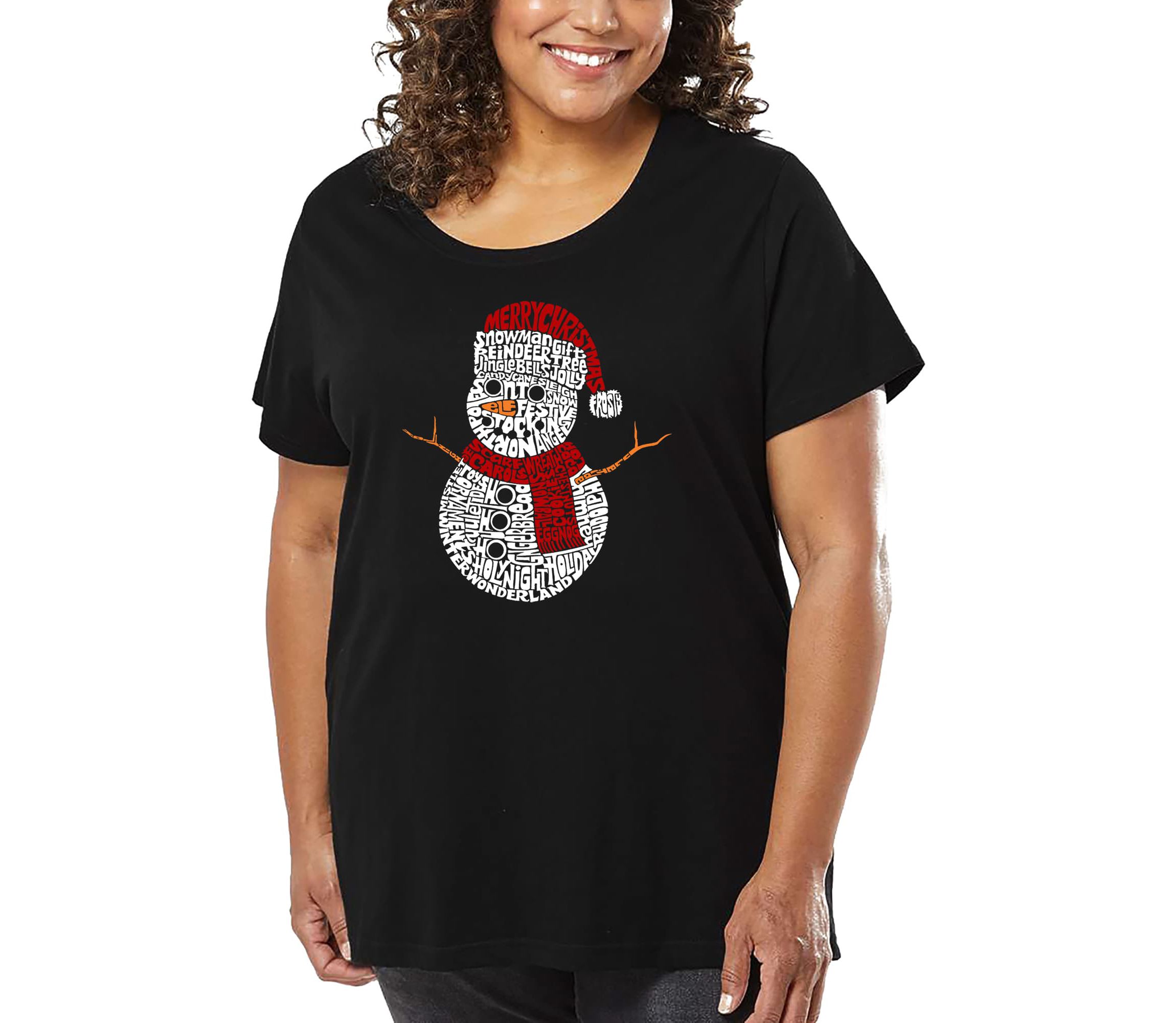 Christmas Snowman - Womens Plus Size Word Art T-Shirt