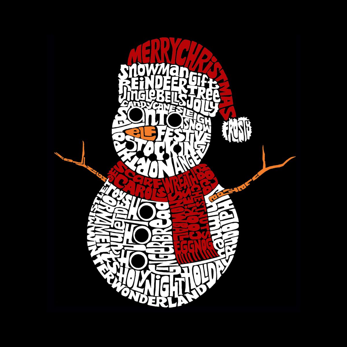 Christmas Snowman - Womens Plus Size Word Art T-Shirt