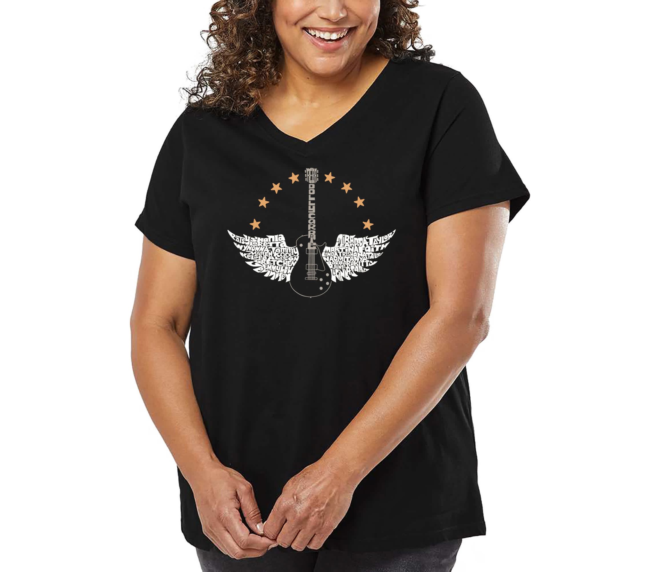 Country Female Singers - Womens Plus Size Word Art V-Neck