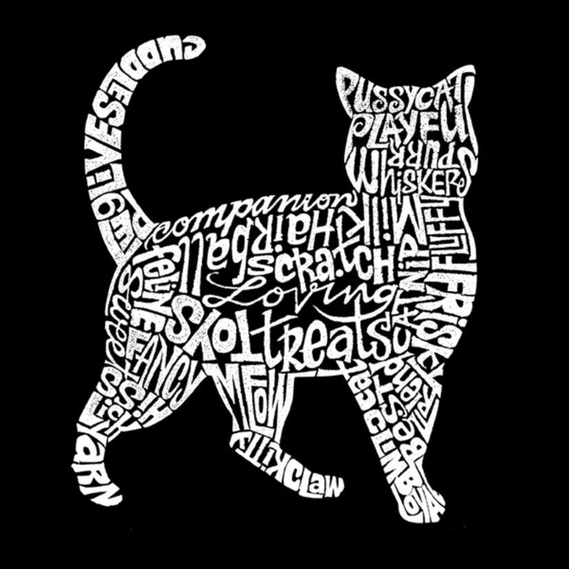 Womens Plus Size Word Art T-shirt - Cat