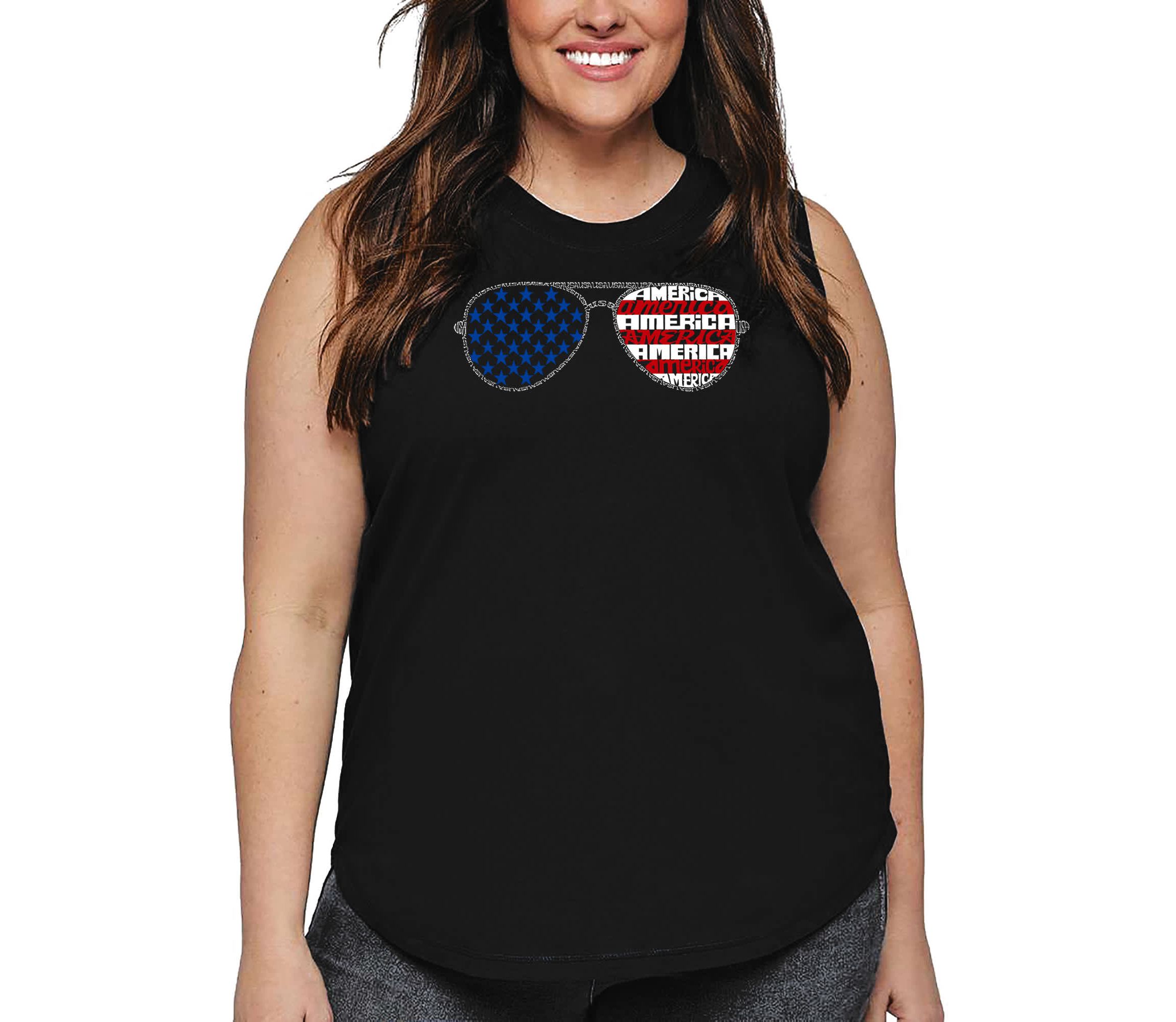 Americana Sunglasses - Womens Plus Size Word Art Tank Top