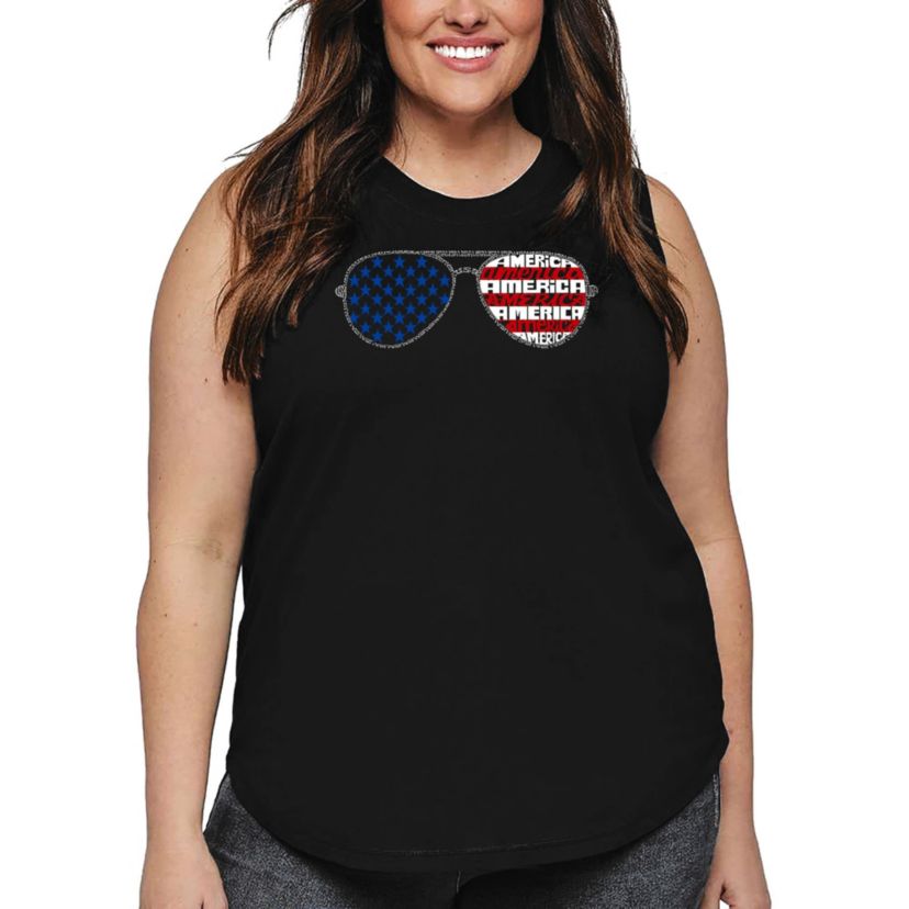 Americana Sunglasses - Womens Plus Size Word Art Tank Top