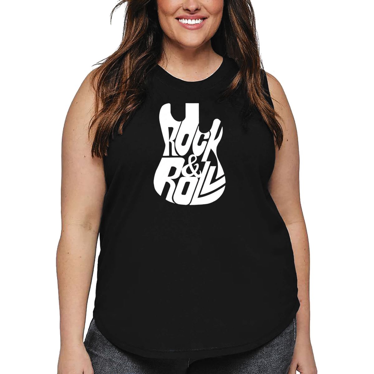 Rock And Roll Guitar - Womens Plus Size Word Art Tank Top