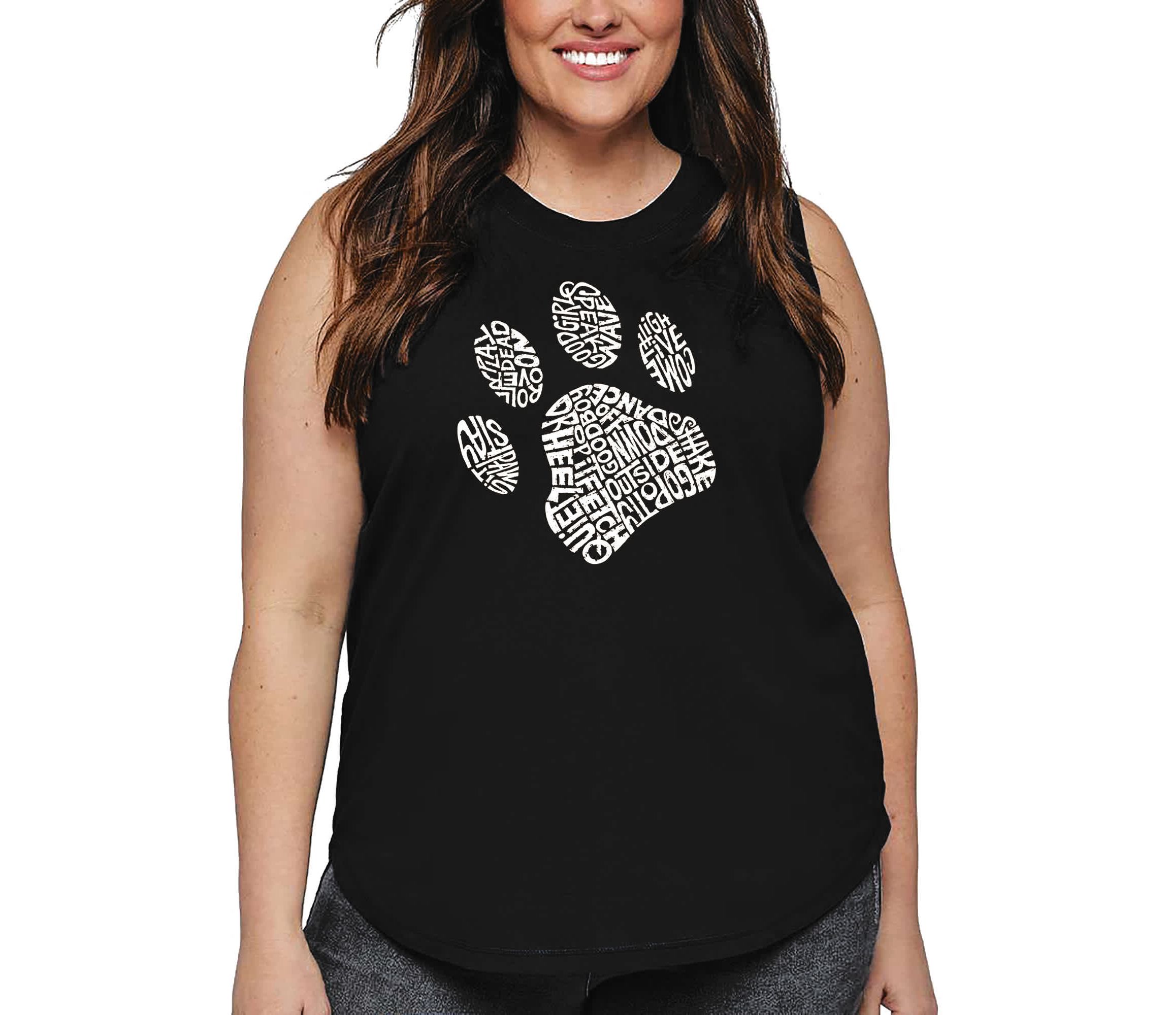 Womens Plus Size Word Art Tank Top - Dog Paw