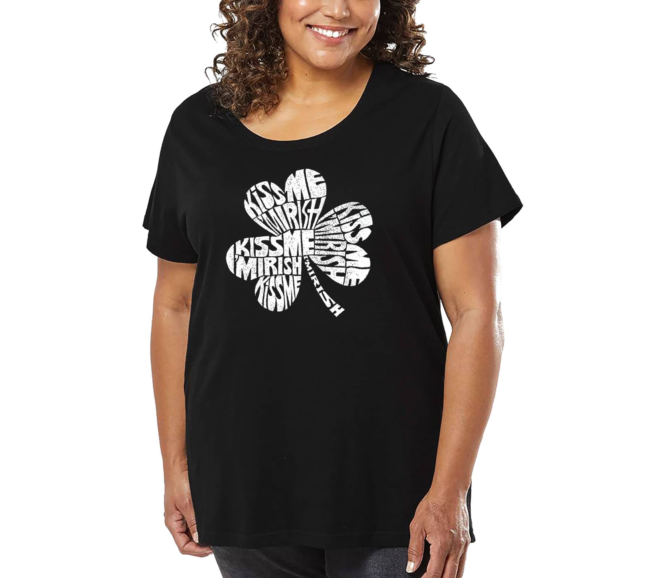 Womens Plus Size Word Art T-shirt - KISS ME IM IRISH