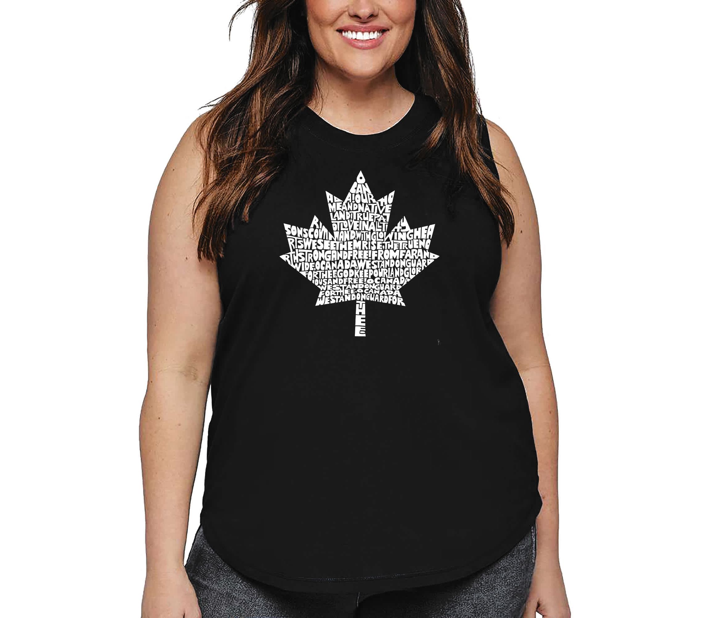 Womens Plus Size Word Art Tank Top - CANADIAN NATIONAL ANTHEM