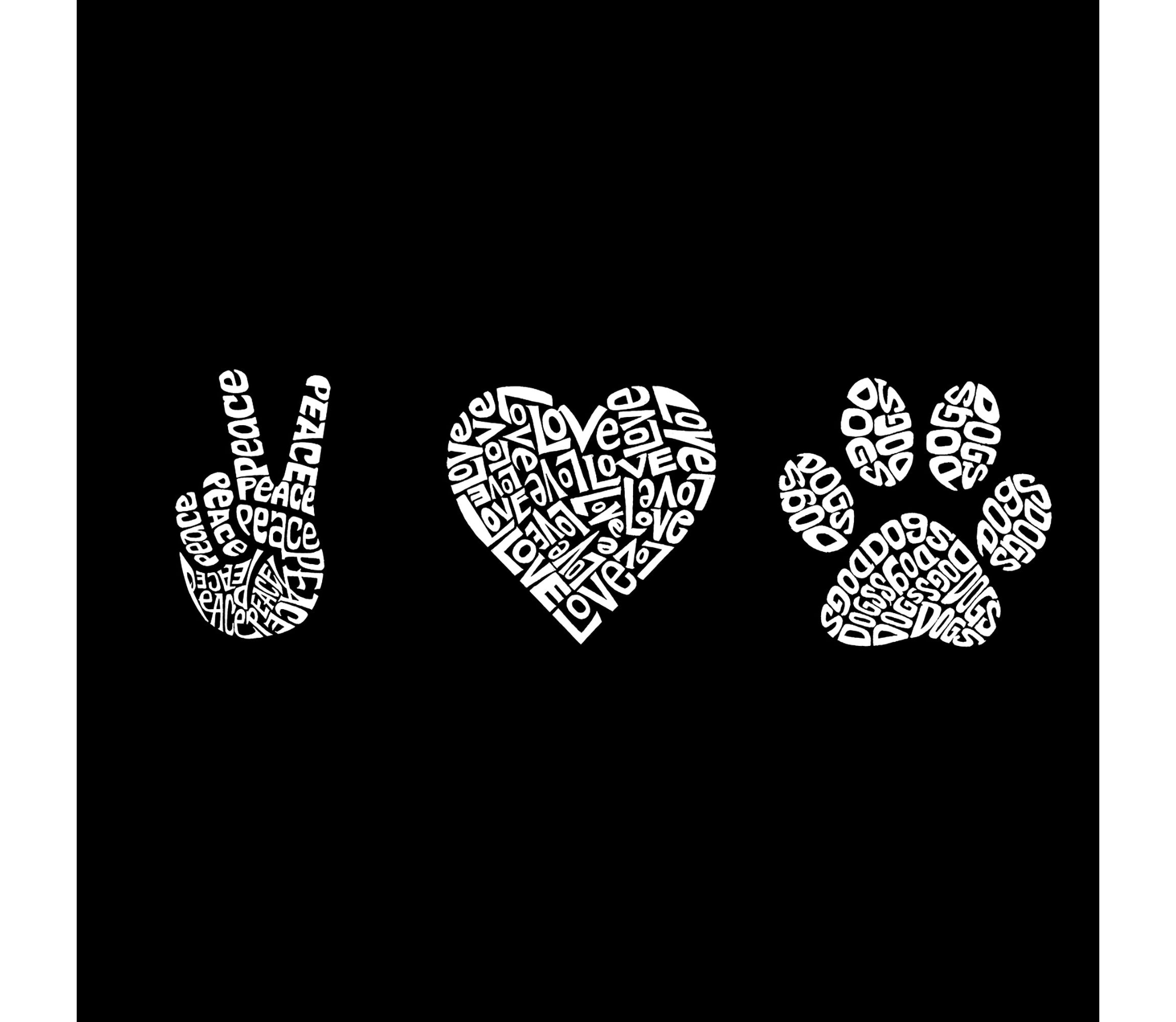 Womens Plus Size Word Art T-shirt - Peace Love Dogs