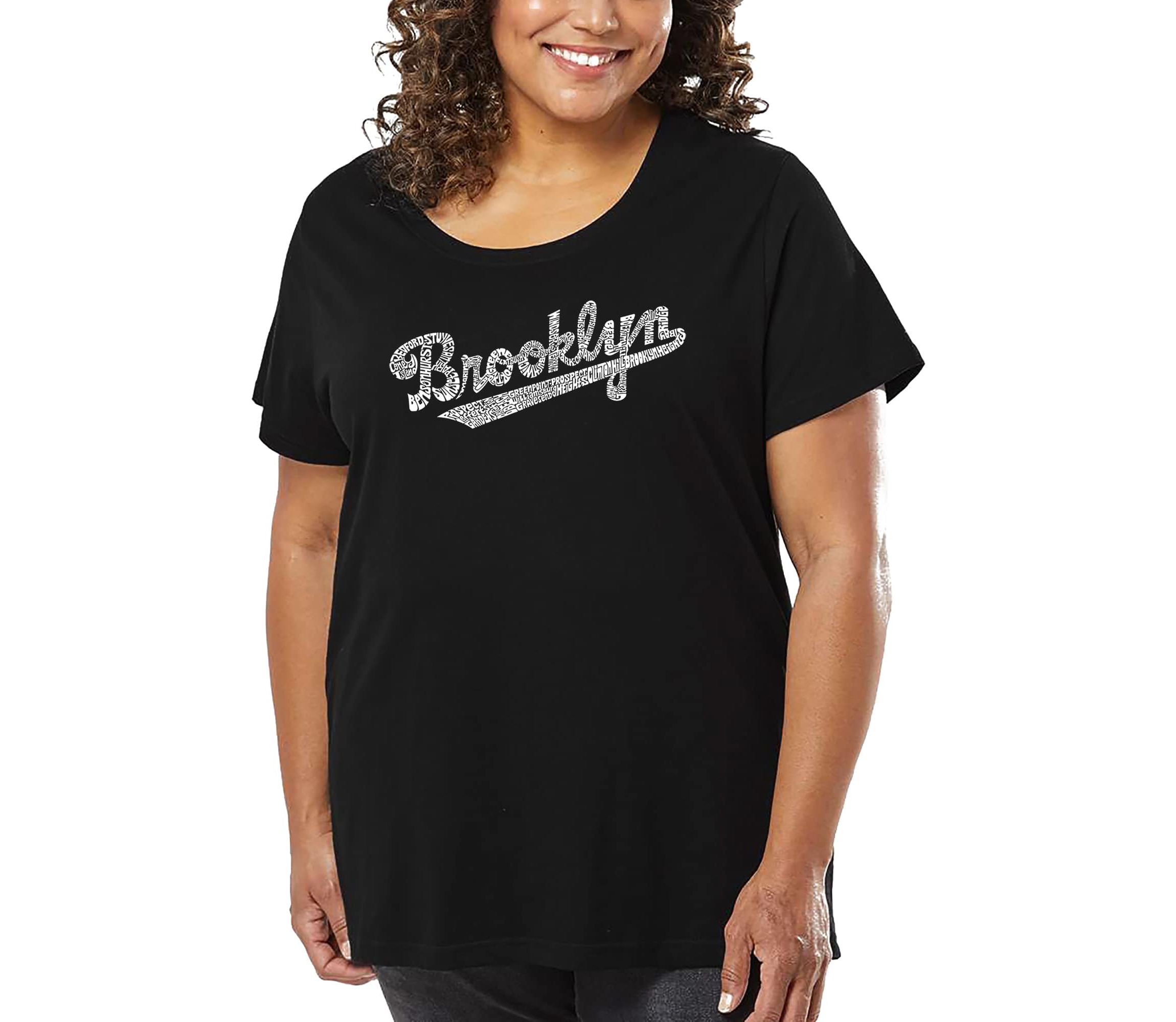 Womens Plus Size Word Art T-shirt - Brooklyn Neighborhoods