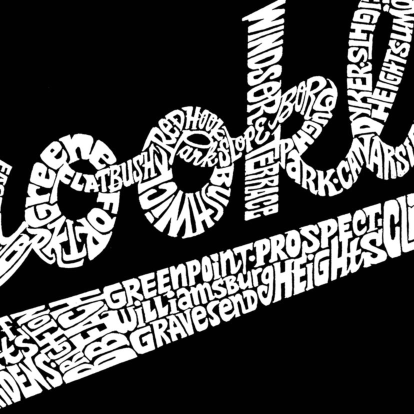 Womens Plus Size Word Art T-shirt - Brooklyn Neighborhoods