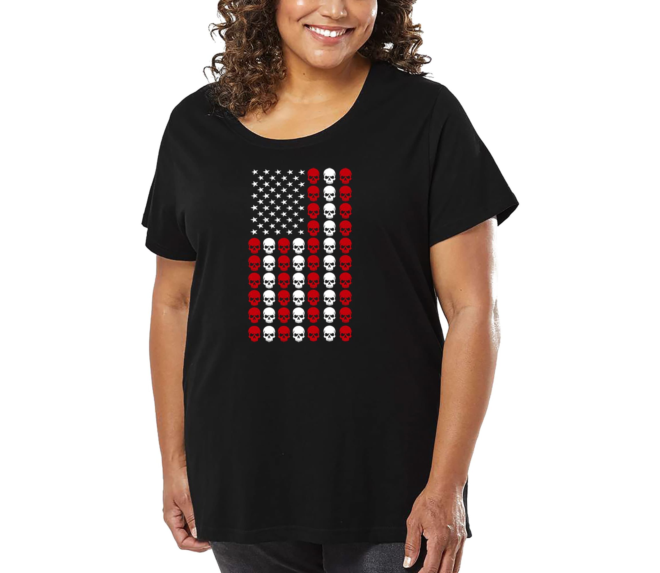 Skull Flag - Womens Plus Size Word Art T-Shirt