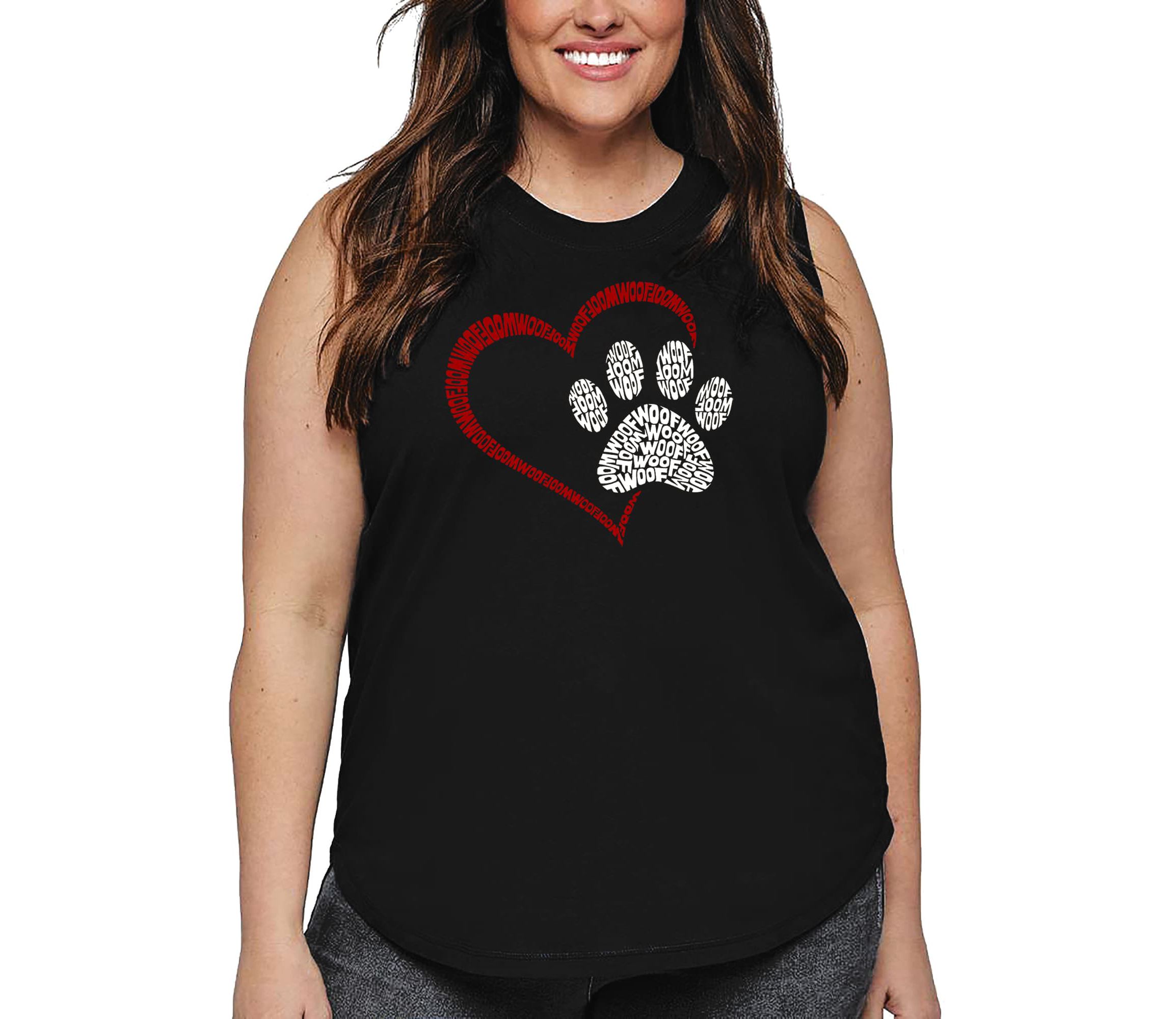 Paw Heart - Womens Plus Size Word Art Tank Top
