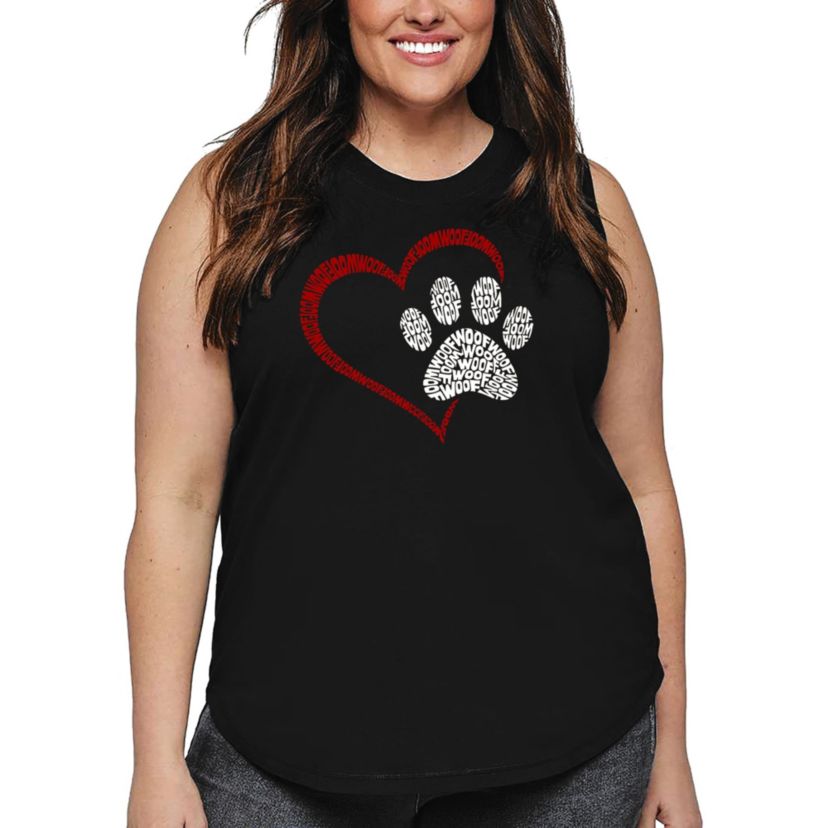 Paw Heart - Womens Plus Size Word Art Tank Top