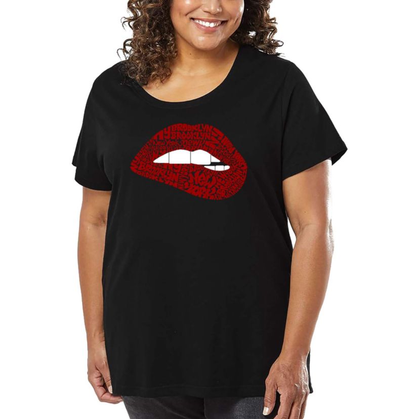 Brooklyn Lips - Womens Plus Size Word Art T-Shirt