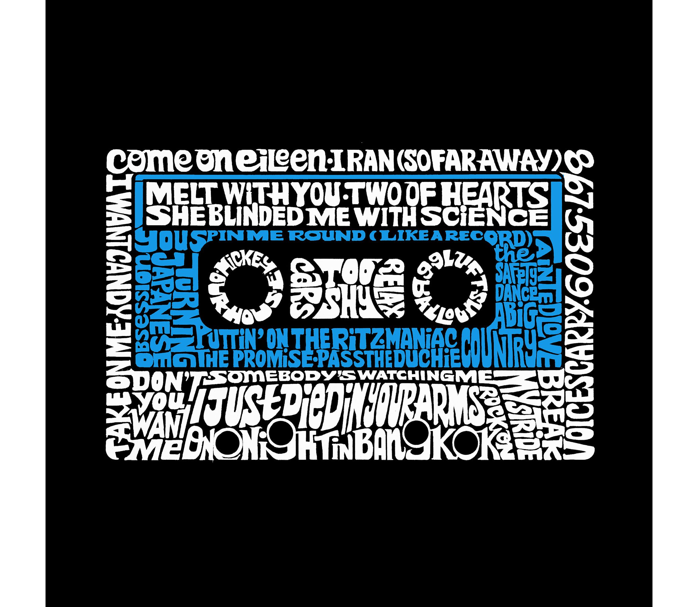 Womens Plus Size Word Art V-Neck - 80s One Hit Wonders