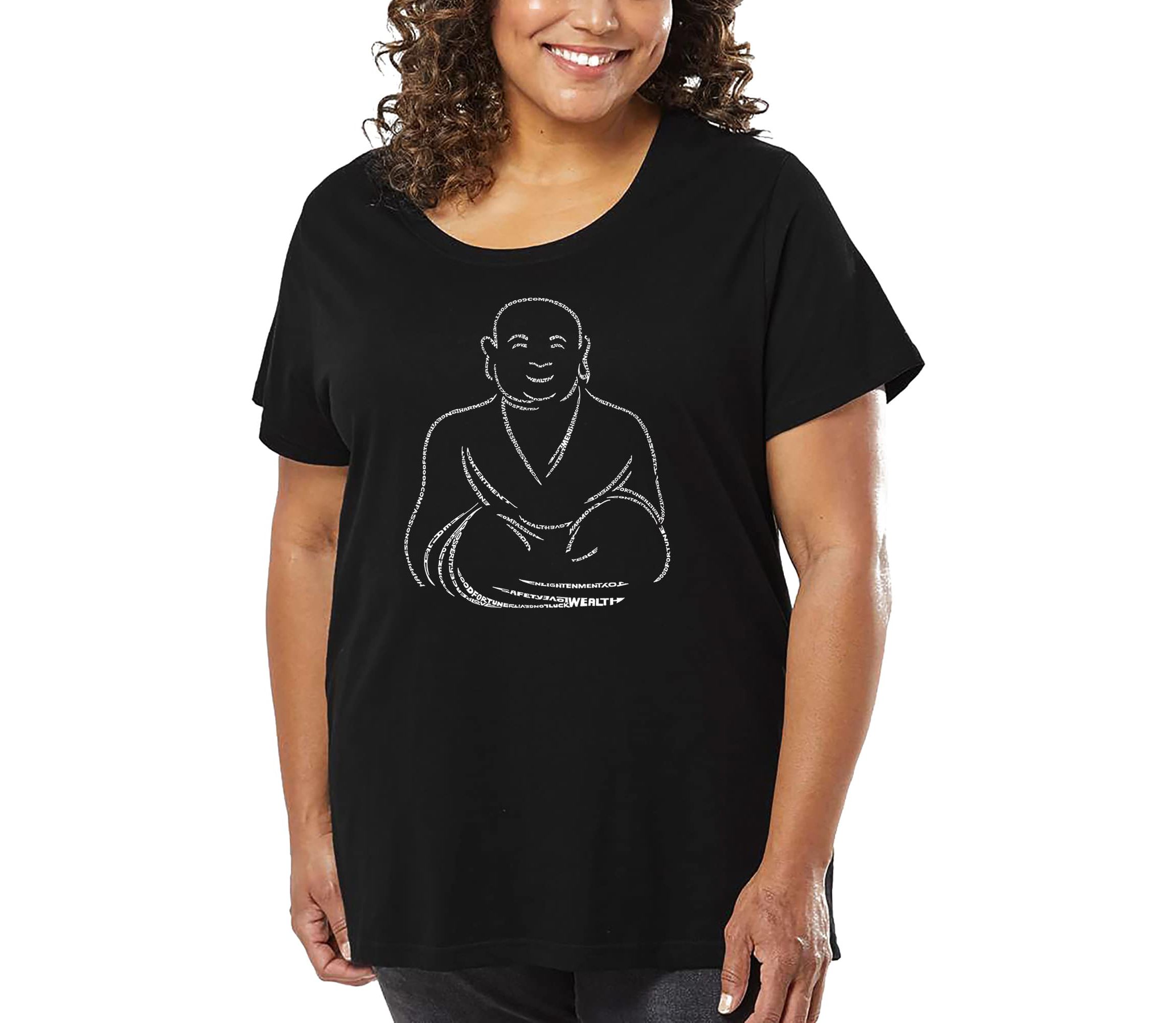 Womens Plus Size Word Art T-shirt - POSITIVE WISHES