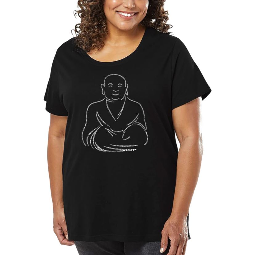 Womens Plus Size Word Art T-shirt - POSITIVE WISHES