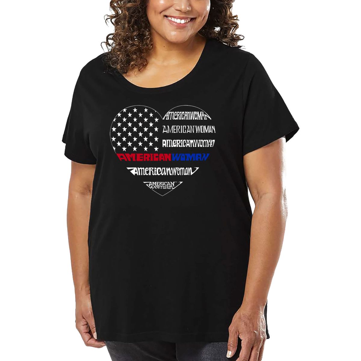 Womens Plus Size Word Art T-shirt - American Woman