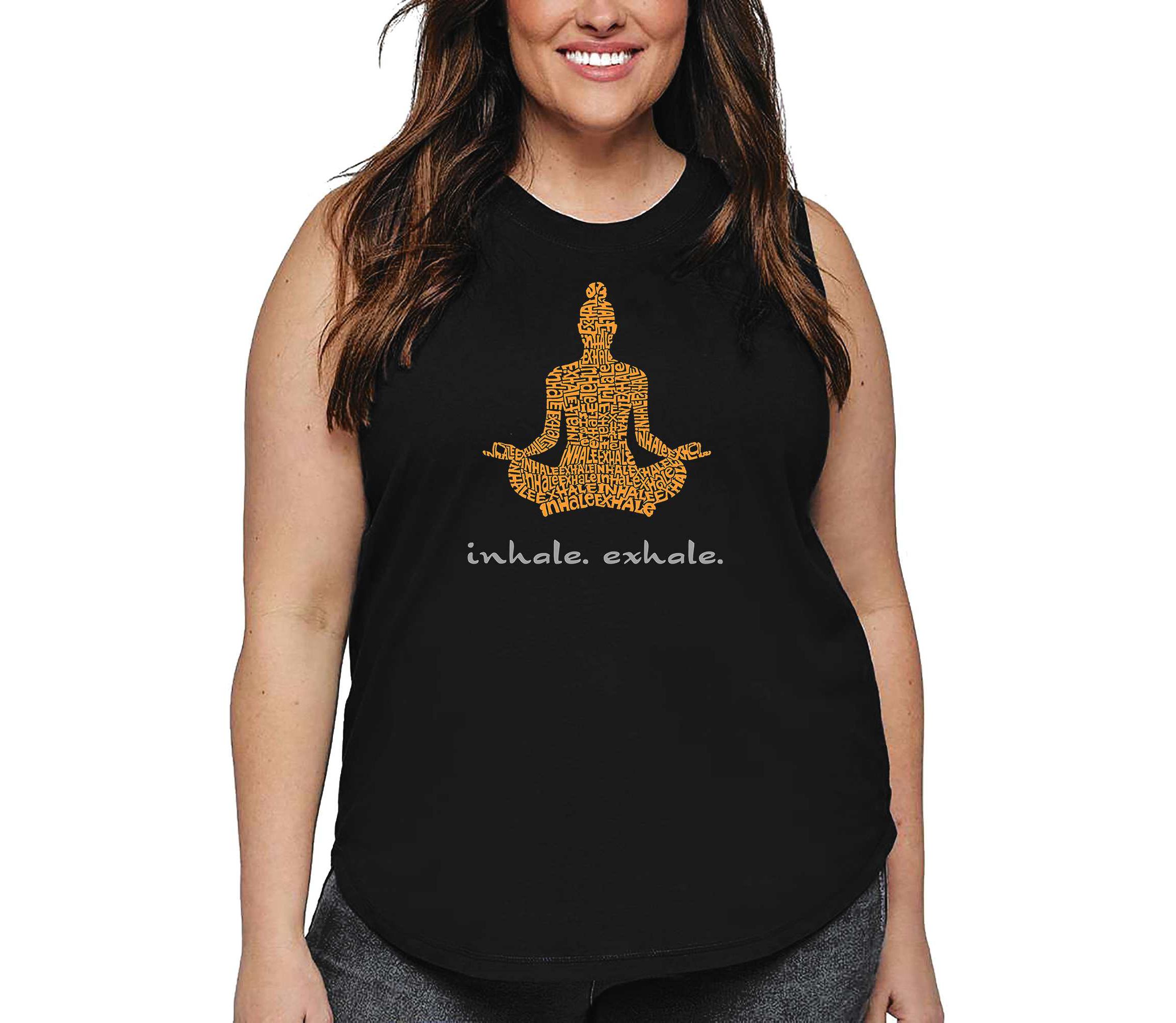 Womens Plus Size Word Art Tank Top - Inhale Exhale