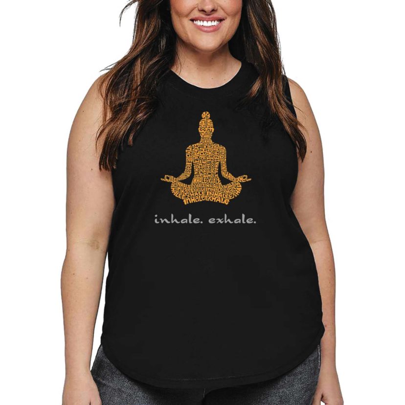 Womens Plus Size Word Art Tank Top - Inhale Exhale