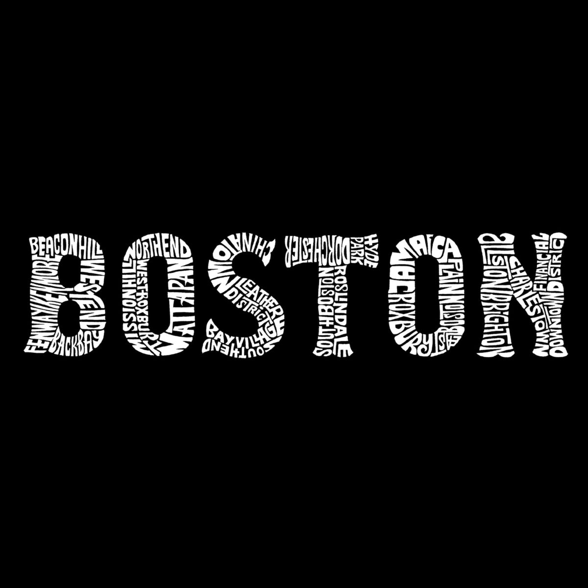 Womens Plus Size Word Art V-Neck - BOSTON NEIGHBORHOODS