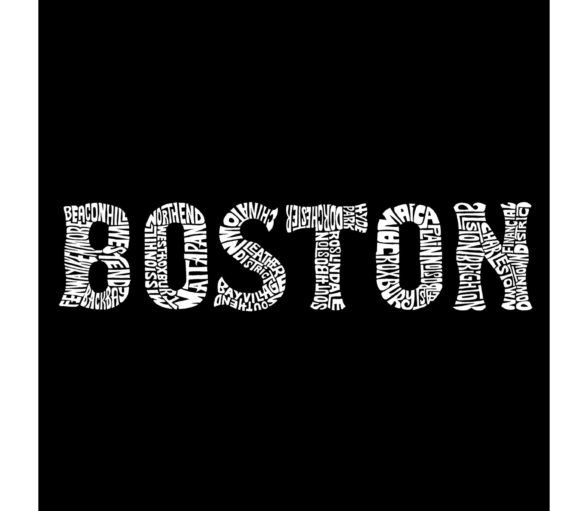 Womens Plus Size Word Art V-Neck - BOSTON NEIGHBORHOODS