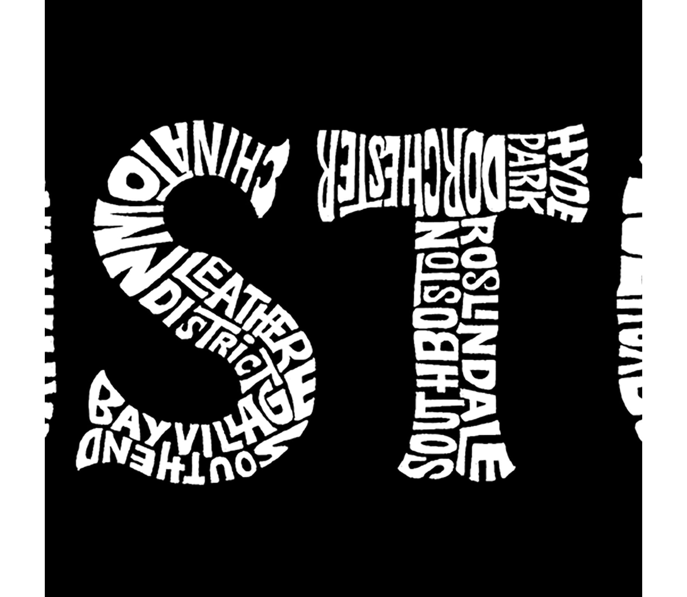 Womens Plus Size Word Art V-Neck - BOSTON NEIGHBORHOODS