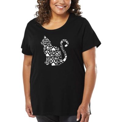 LA Pop Art Cat Claws - Women's Plus Size Word Art T-Shirt, Black, 4X