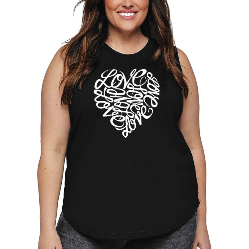 Womens Plus Size Word Art Tank Top - LOVE