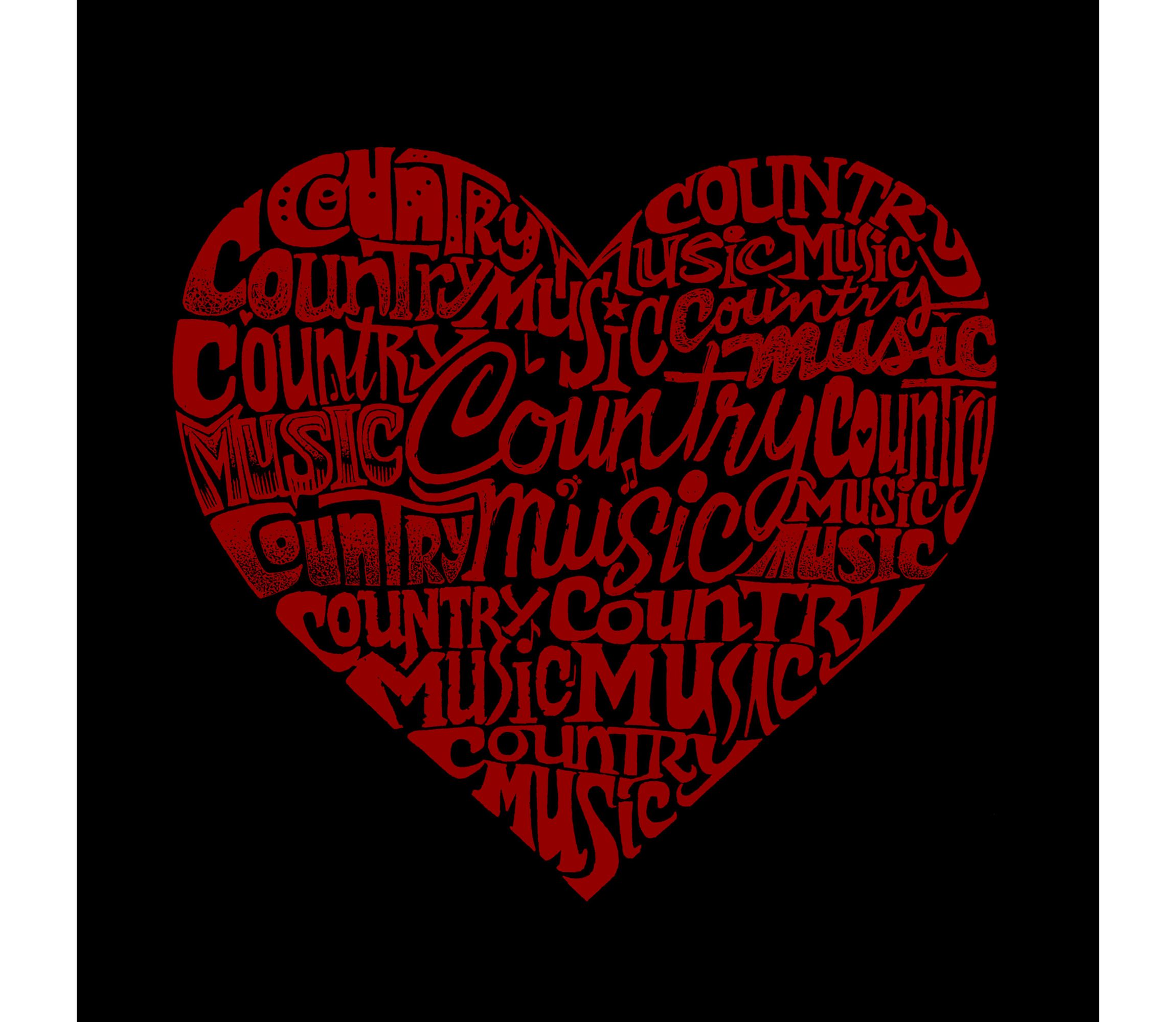 Womens Plus Size Word Art V-Neck - Country Music Heart